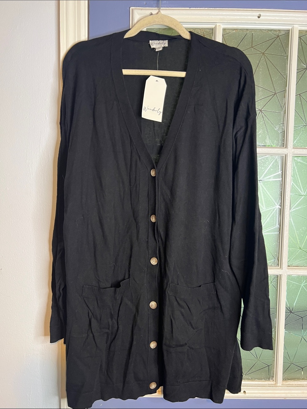 Wonderly 1x Black Long Button Cardigan NWT